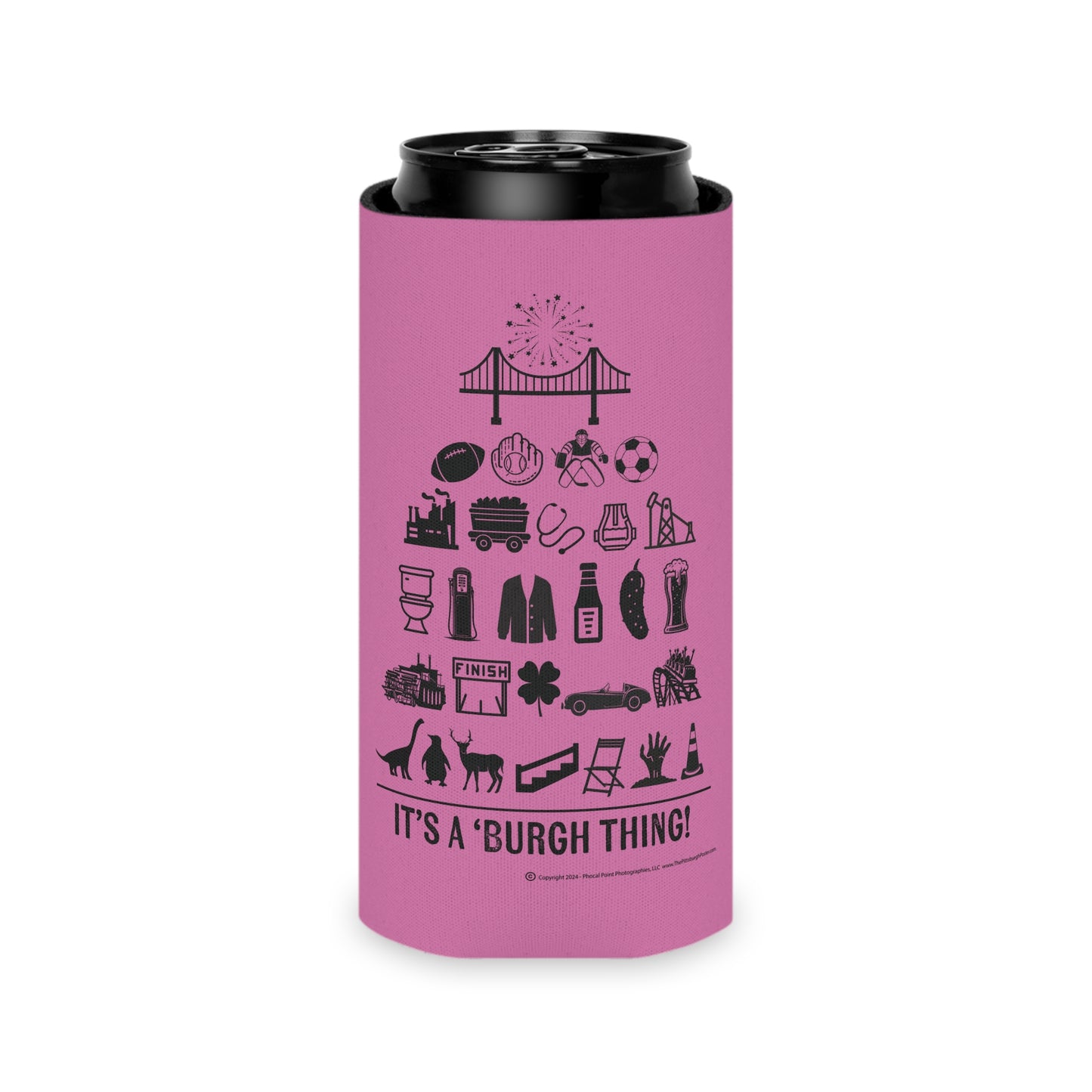 Pittsburgh Poster Themed Can Cooler/Koozie - Purple - "It's A 'Burgh Thing!"