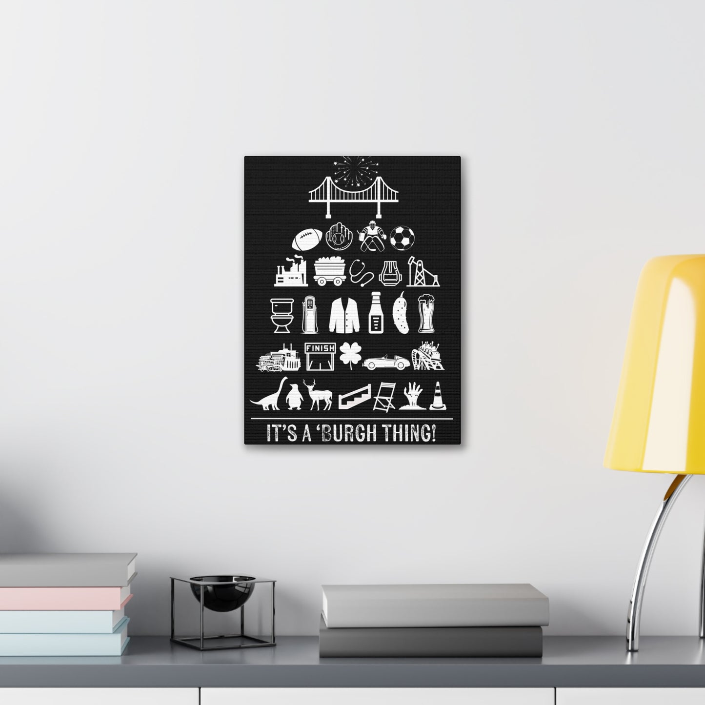 Pittsburgh Poster - Black and White Canvas Art