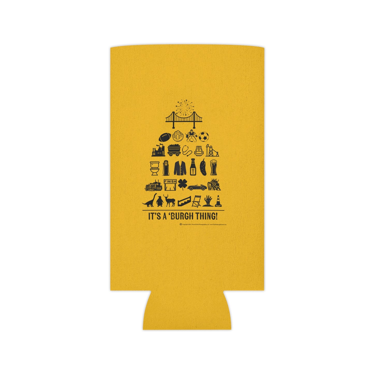 Pittsburgh Poster - Can Cooler/Koozie Yellow