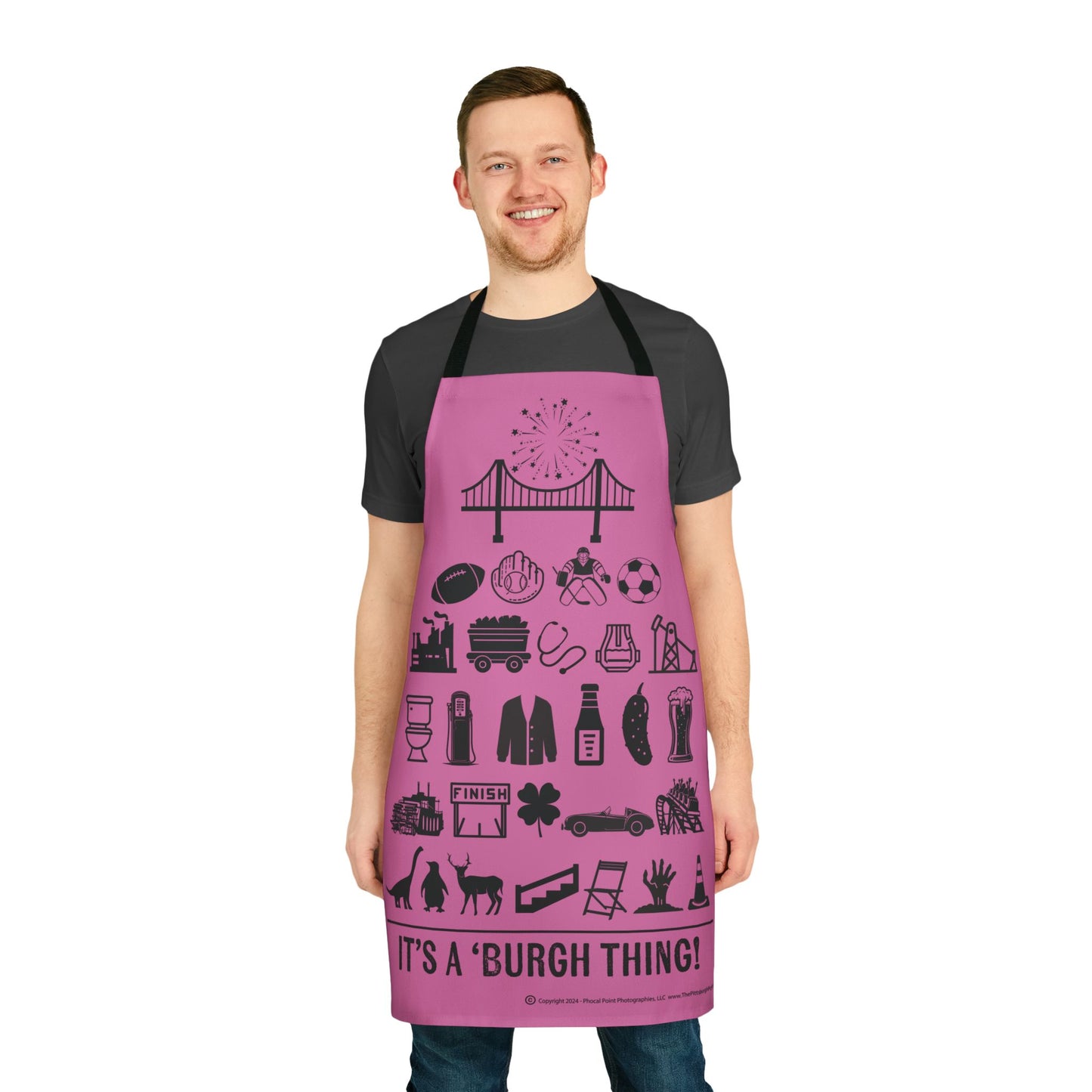 Pittsburgh Poster Apron – Pink -  Perfect for Cooking and Grilling Enthusiasts!