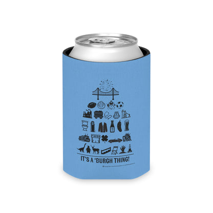 Pittsburgh Poster Themed Can Cooler/Koozie - Blue