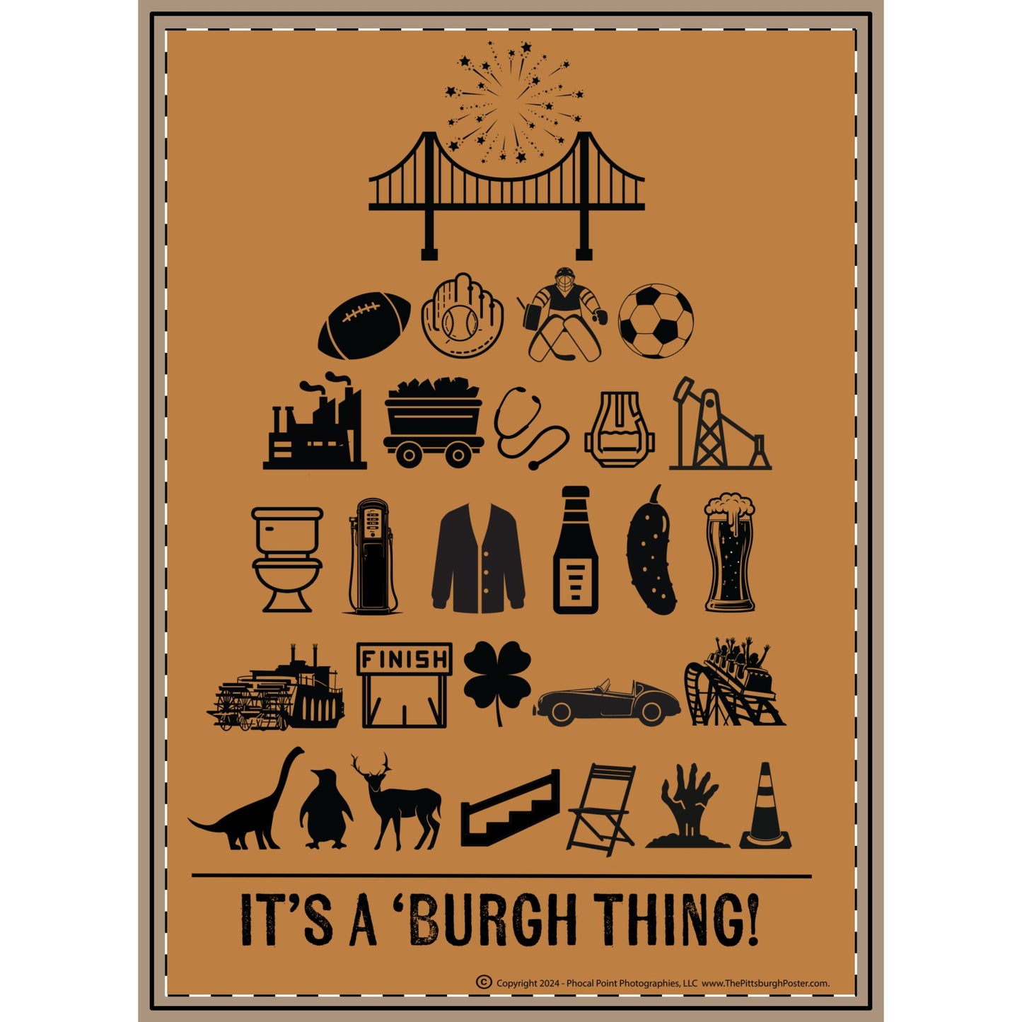 Pittsburgh Poster - Woven Wall Tapestry - Tan