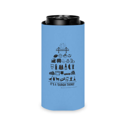 Pittsburgh Poster Themed Can Cooler/Koozie - Blue