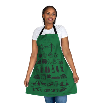 Pittsburgh Poster Apron – Green -  Perfect for Cooking and Grilling Enthusiasts!