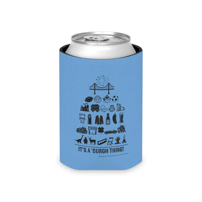 Pittsburgh Poster Themed Can Cooler/Koozie - Blue