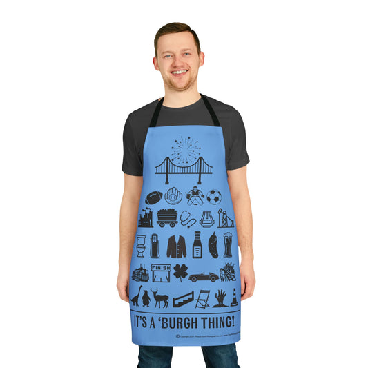 Pittsburgh Poster Apron – Blue -  Perfect for Cooking and Grilling Enthusiasts!