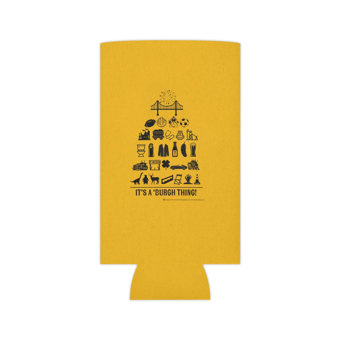 Pittsburgh Poster - Can Cooler/Koozie Yellow