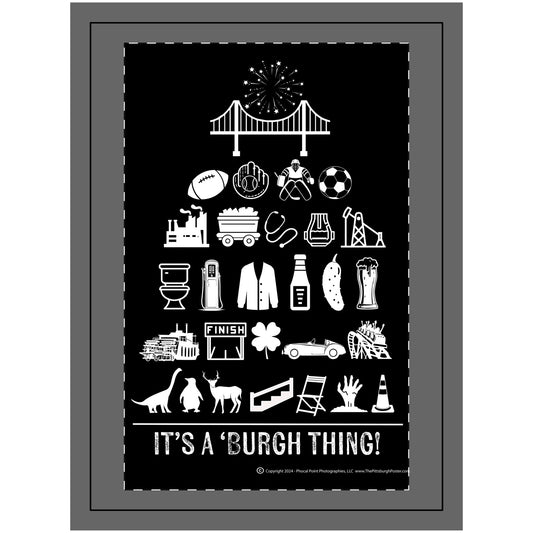 Pittsburgh Poster -  Black Wall Tapestry