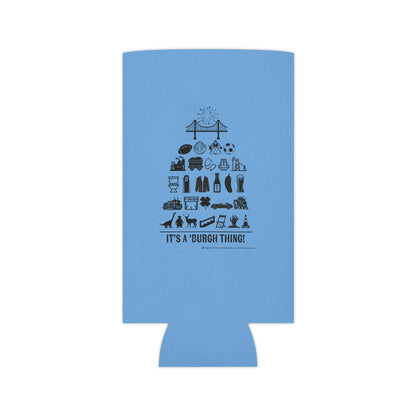 Pittsburgh Poster Themed Can Cooler/Koozie - Blue