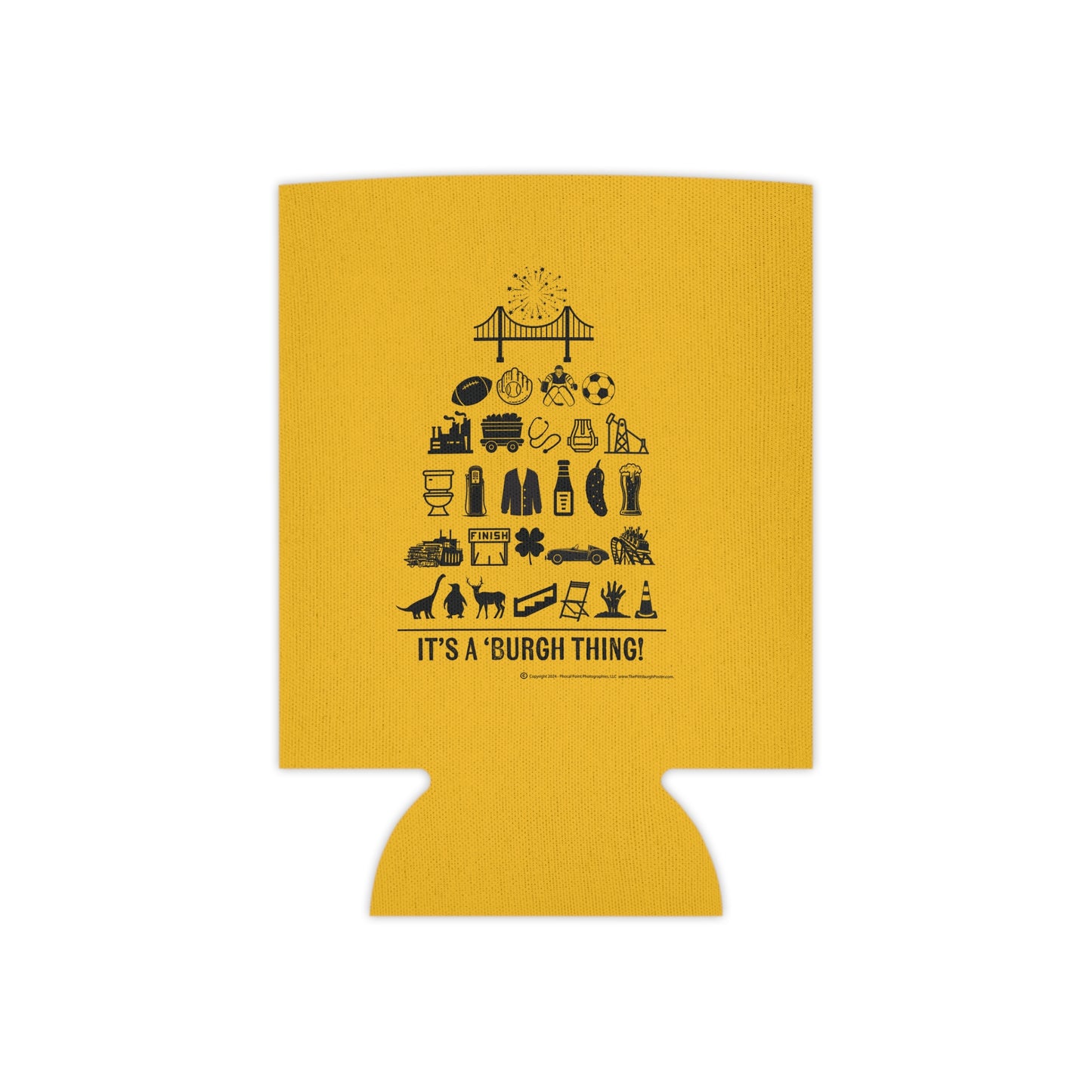 Pittsburgh Poster - Can Cooler/Koozie Yellow