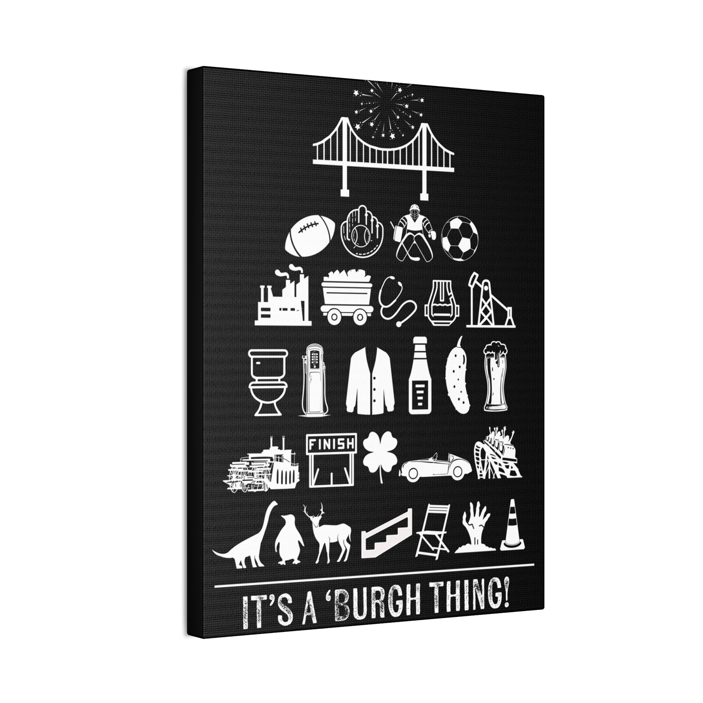 Pittsburgh Poster - Black and White Canvas Art