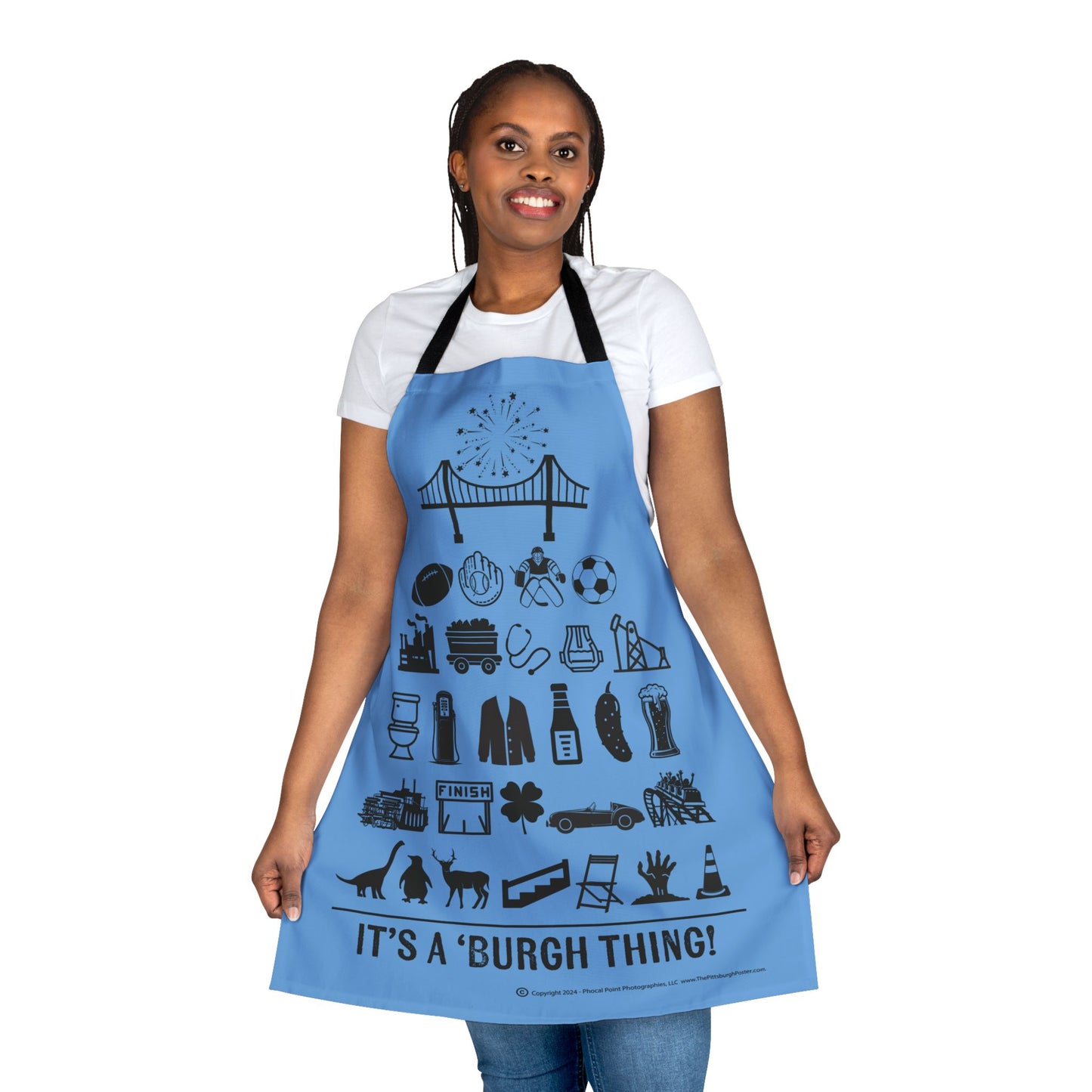 Pittsburgh Poster Apron – Blue -  Perfect for Cooking and Grilling Enthusiasts!