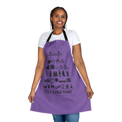 Pittsburgh Poster Apron – Purple -  Perfect for Cooking and Grilling Enthusiasts!