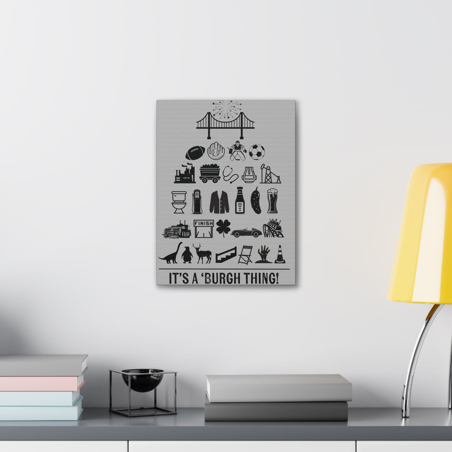 Pittsburgh Poster - Black and White Canvas Art