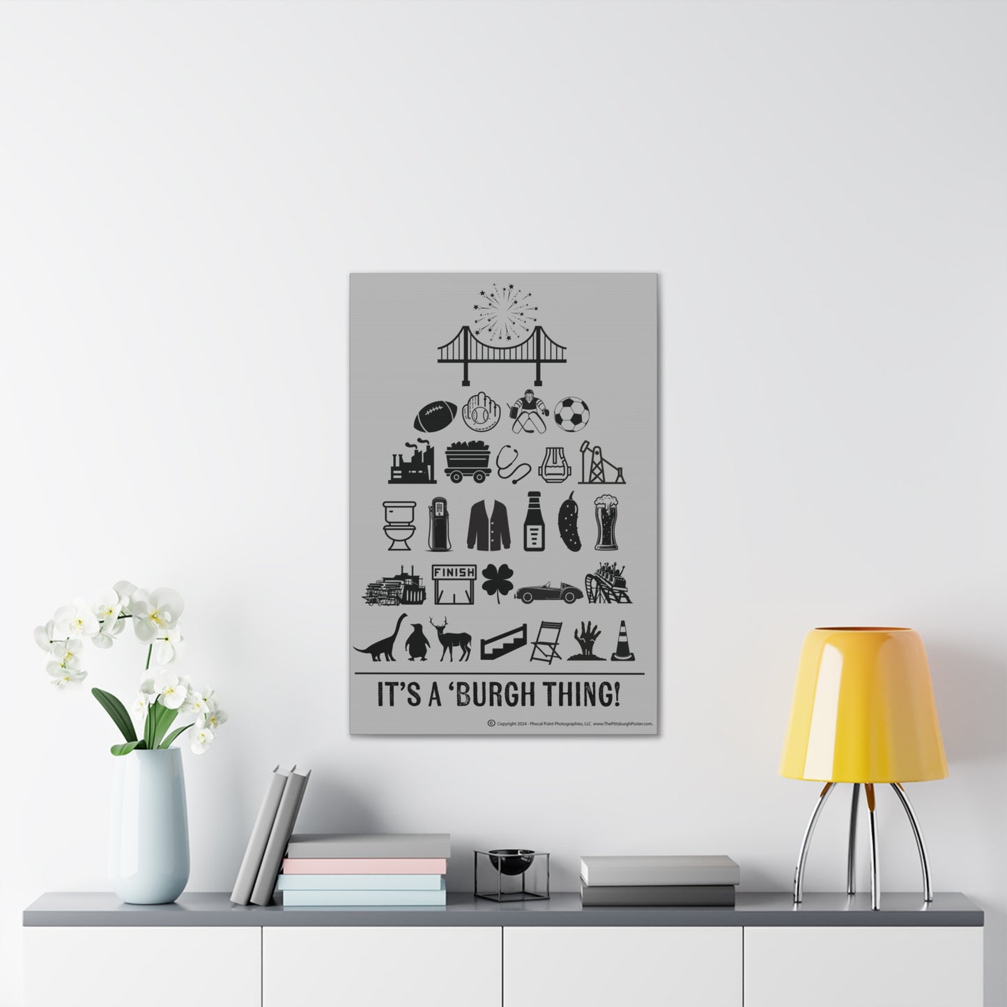 Pittsburgh Poster - Black and White Canvas Art