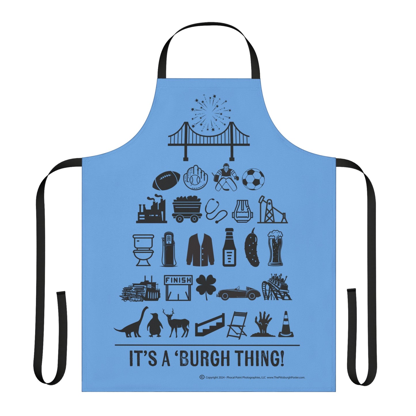 Pittsburgh Poster Apron – Blue -  Perfect for Cooking and Grilling Enthusiasts!