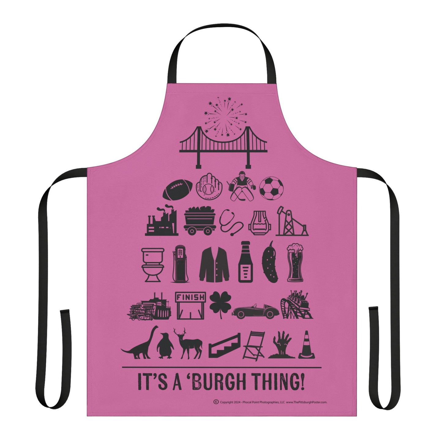 Pittsburgh Poster Apron – Pink -  Perfect for Cooking and Grilling Enthusiasts!