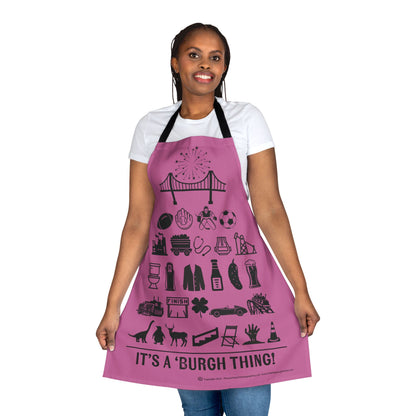 Pittsburgh Poster Apron – Pink -  Perfect for Cooking and Grilling Enthusiasts!