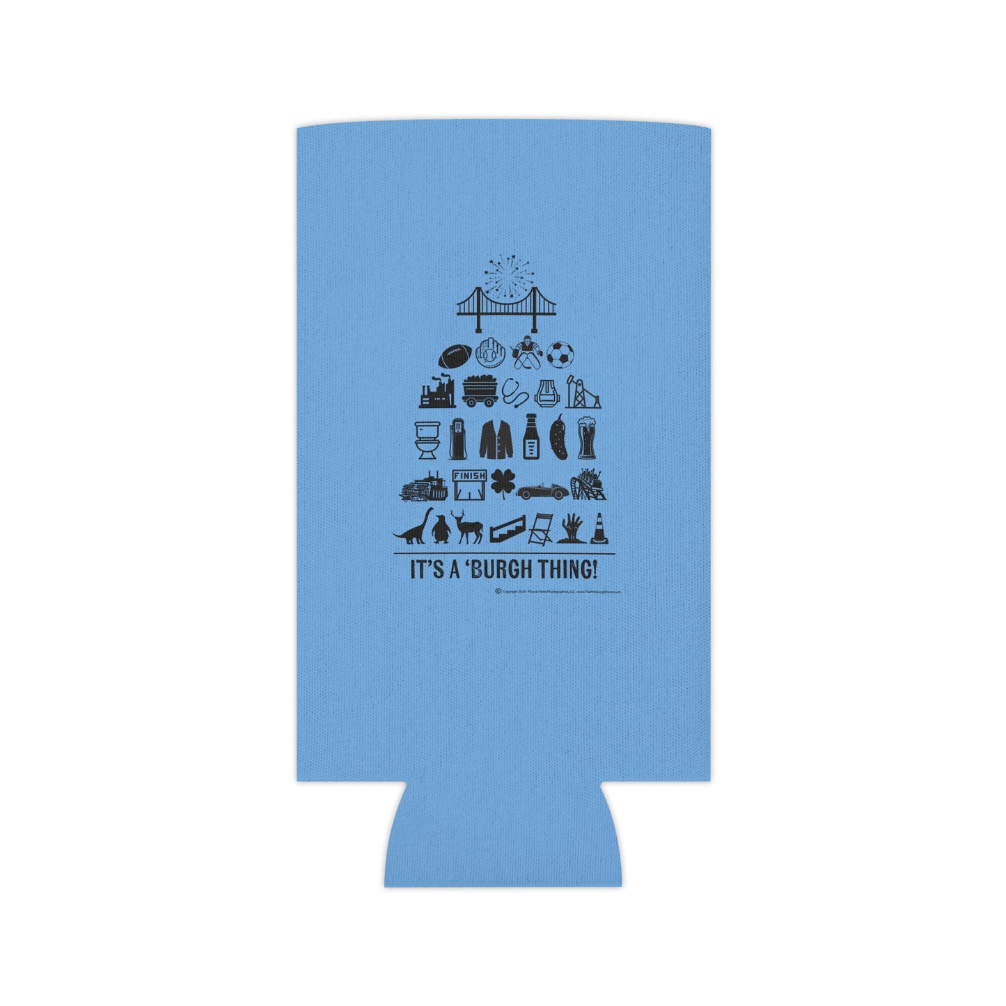 Pittsburgh Poster Themed Can Cooler/Koozie - Blue